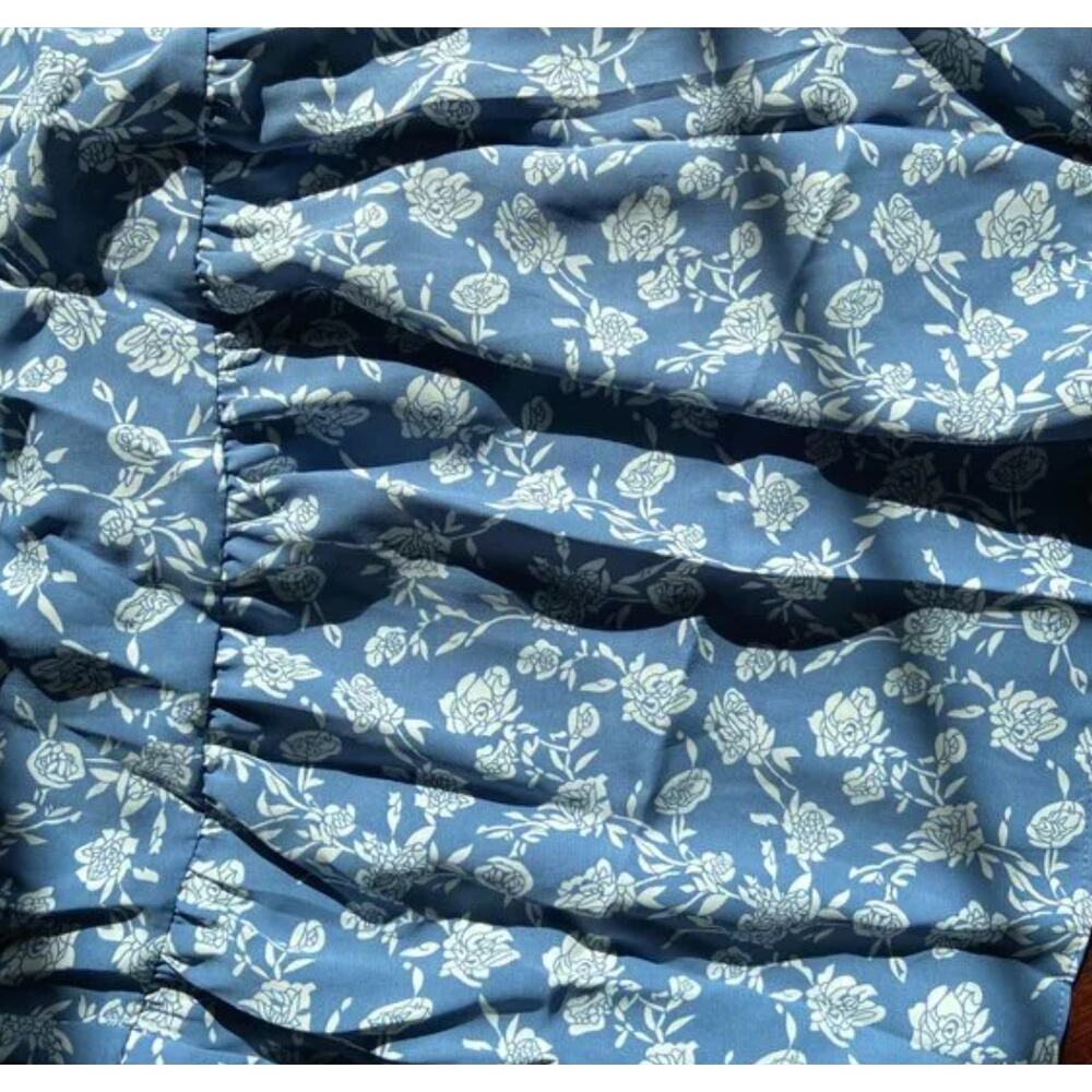 NWT Blue White Floral Spaghetti Strap Flowy Wide Leg Pantsuit Jumper Jumpsuit XL - Picture 16 of 16